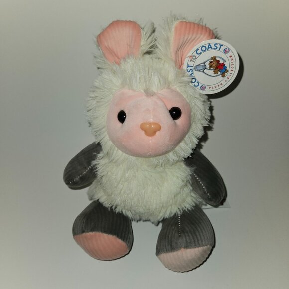 Coast to Coast Plush Soft White Pink Gray Ribbed 8" Stuffed Animal Toy Mouse ? - Picture 1 of 9